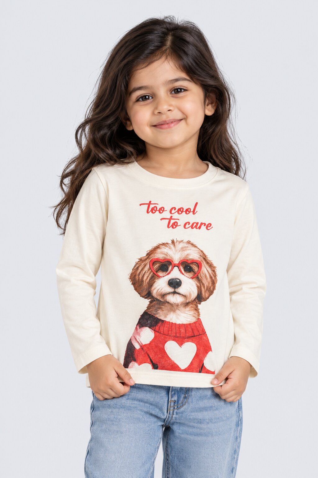 Girls Off White Dog Graphic T-Shirt - Image 1
