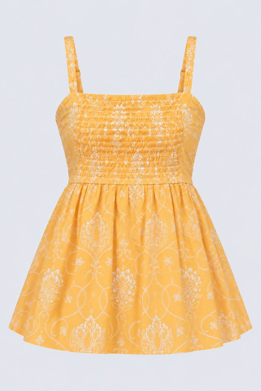 Womens Yellow Ethnic Motif Strappy Tunic - Image 7