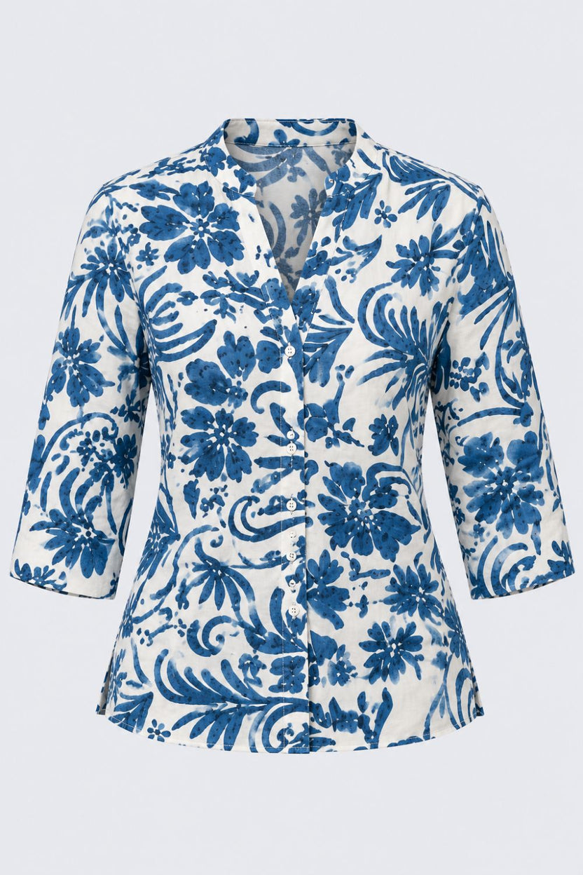 Womens Blue Floral Rayon Tunic - Image 7