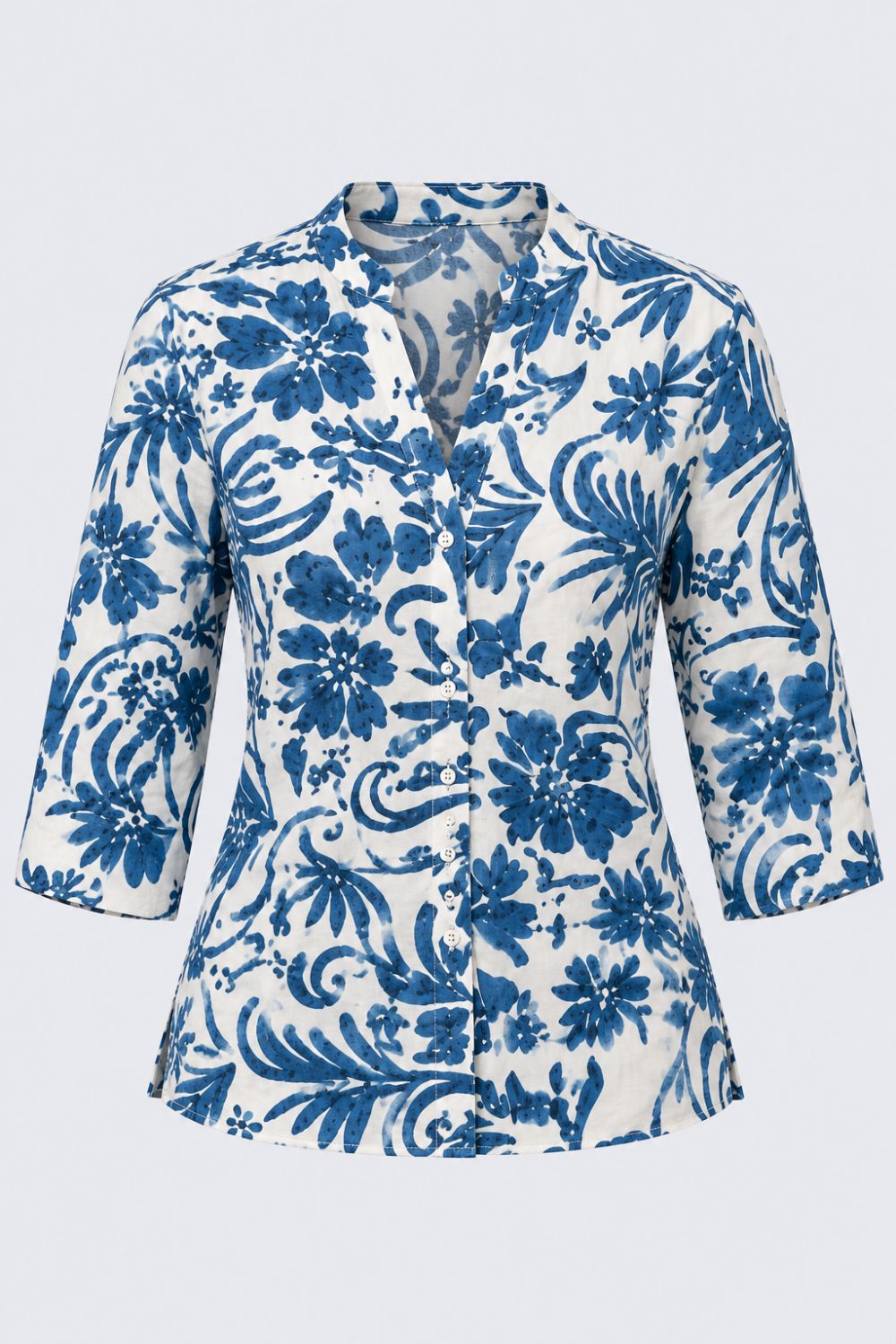 Womens Blue Floral Rayon Tunic - Image 7