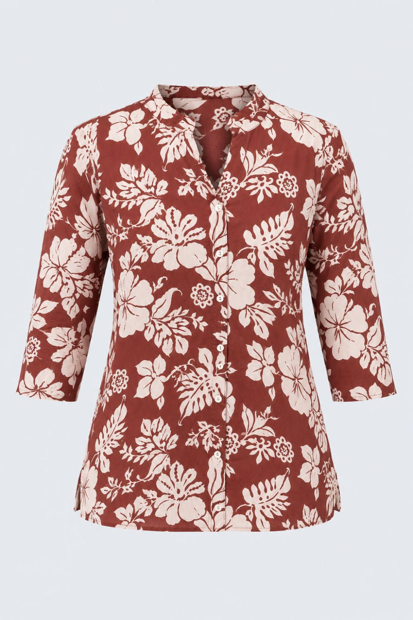Womens Brown Floral Rayon Tunic - Image 7