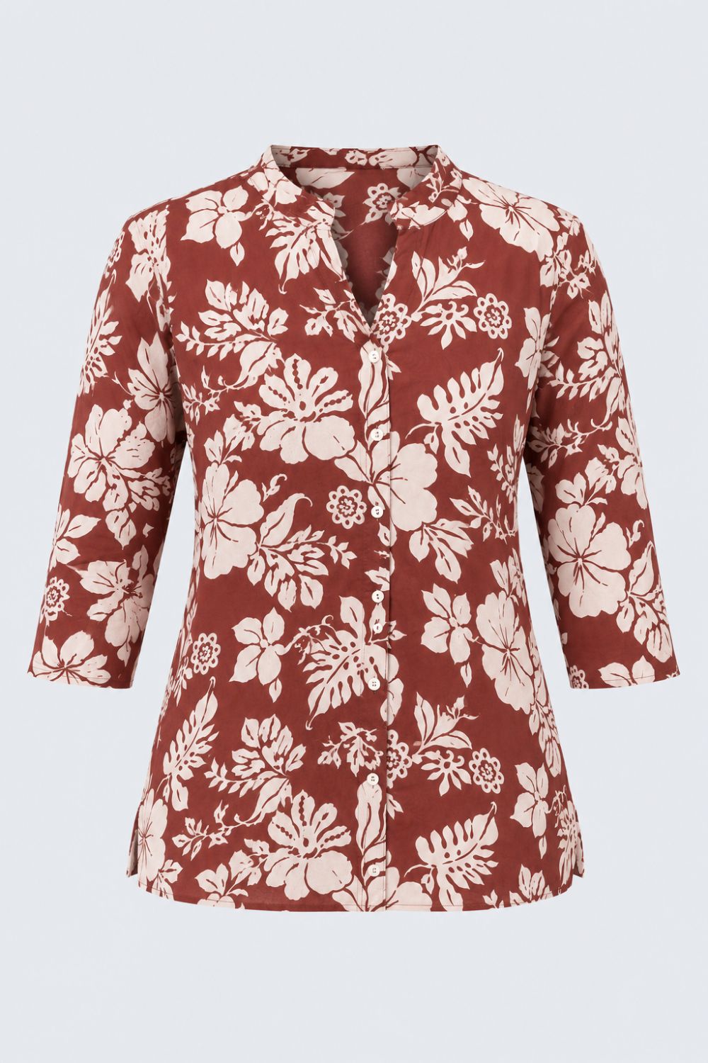 Womens Brown Floral Rayon Tunic - Image 7
