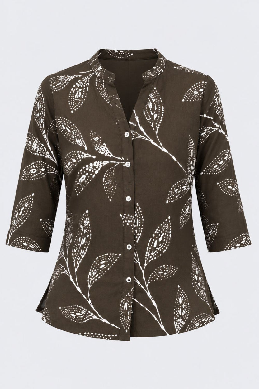 Womens Olive Tropical Print Regular Fit Tunic - Image 7
