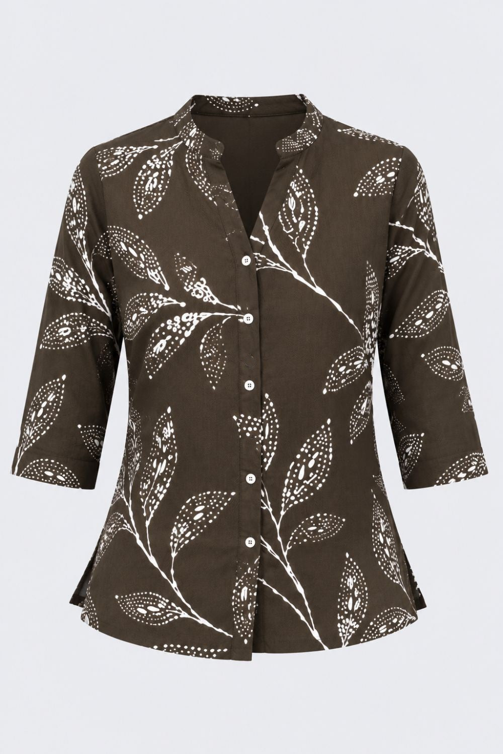 Womens Olive Tropical Print Regular Fit Tunic - Image 7
