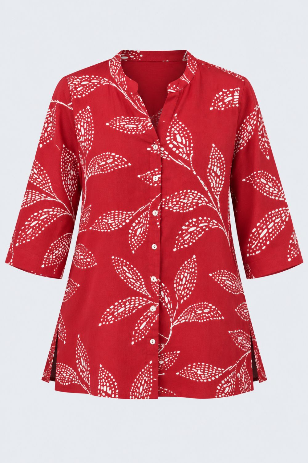 Womens Red Tropical Print Rayon Tunic - Image 7