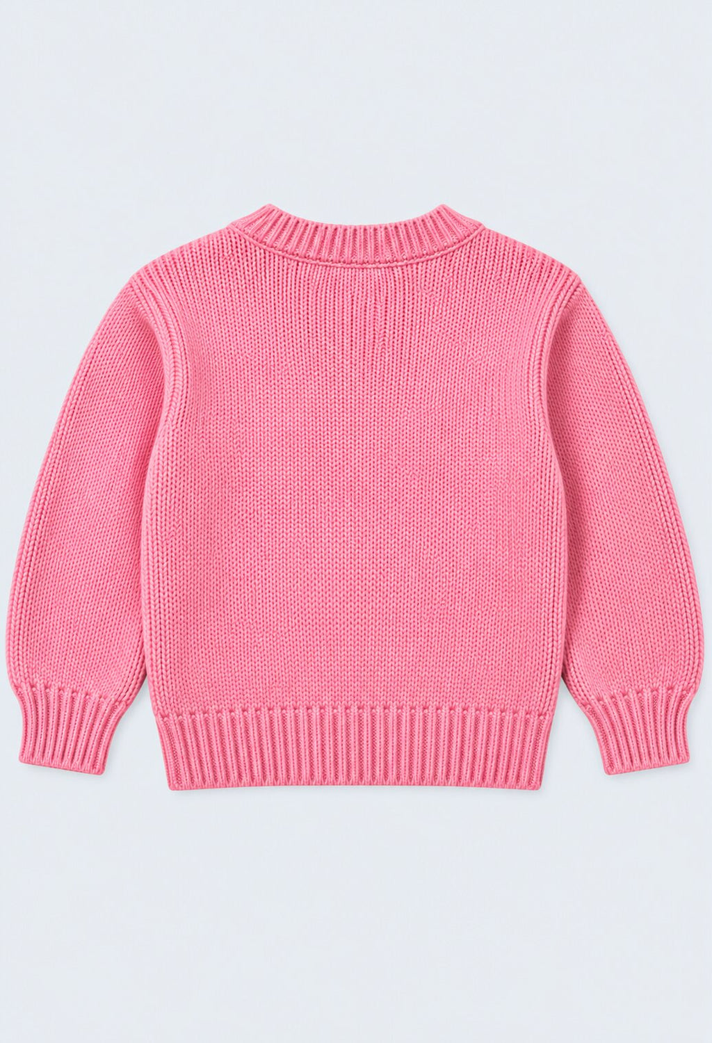 Girls Pink Floral Applique Knit Sweater - Image 4