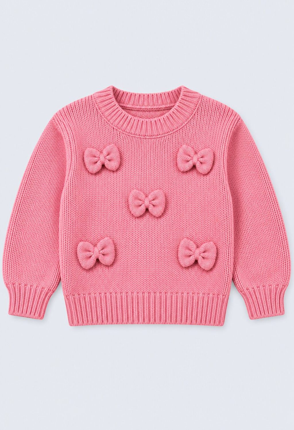 Girls Pink Floral Applique Knit Sweater - Image 6
