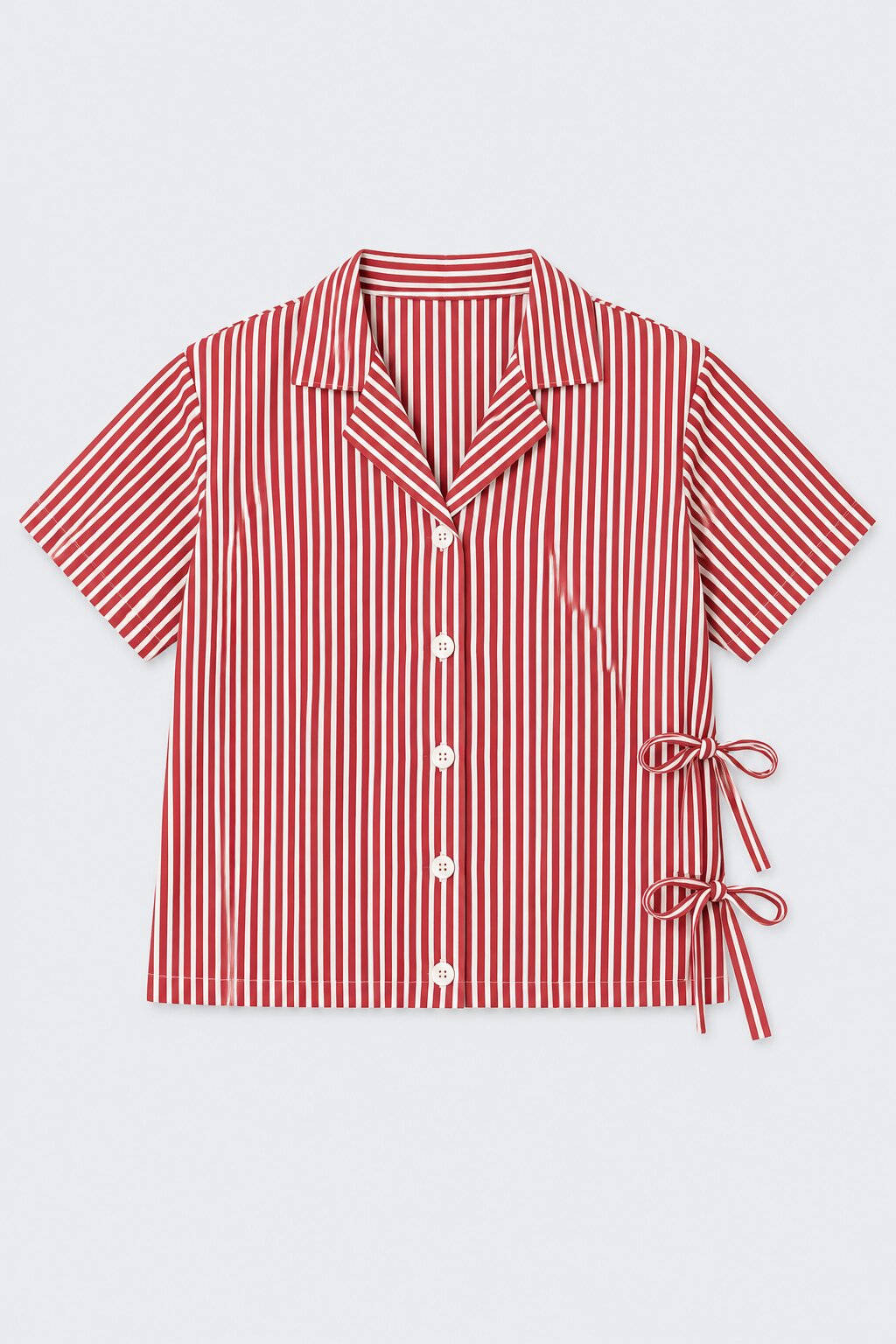 Tweens Girls Wine Striped Tie-Up Collar Shirt - Image 2