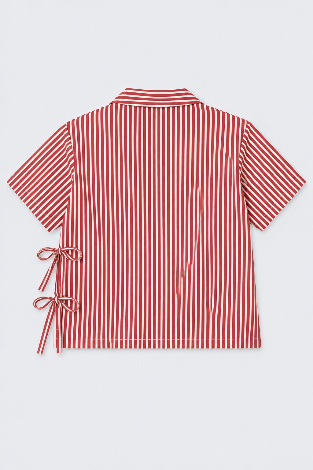 Tweens Girls Wine Striped Tie-Up Collar Shirt - Image 4
