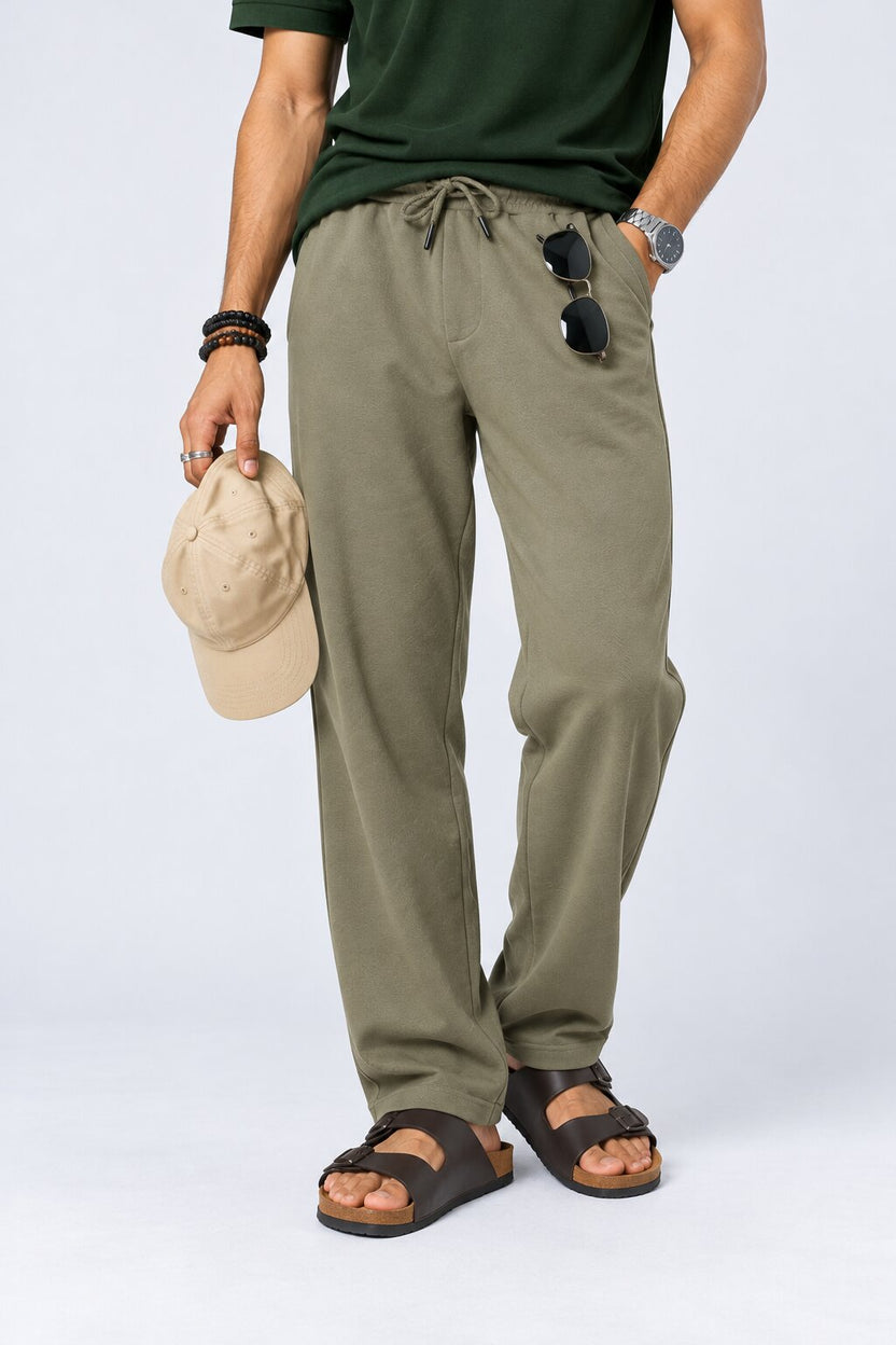 Mens Olive Relaxed Fit Joggers - Image 1