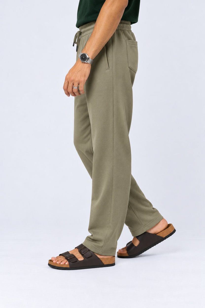 Mens Olive Relaxed Fit Joggers - Image 4