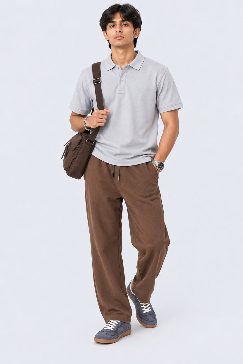 Mens Light Grey Cotton Blend Regular Fit Polo - Image 6