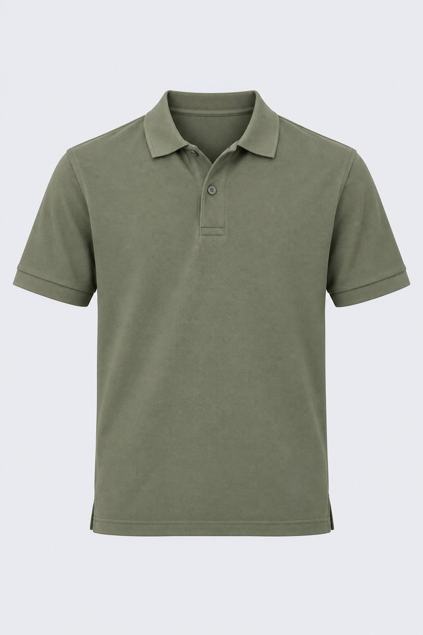 Mens Green Cotton Blend Regular Fit Polo - Image 7