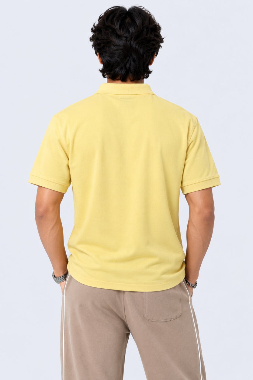 Mens Yellow Cotton Blend Regular Fit Polo - Image 5