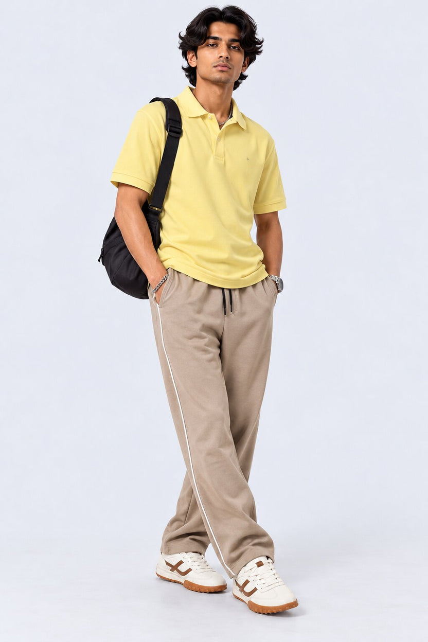 Mens Yellow Cotton Blend Regular Fit Polo - Image 6