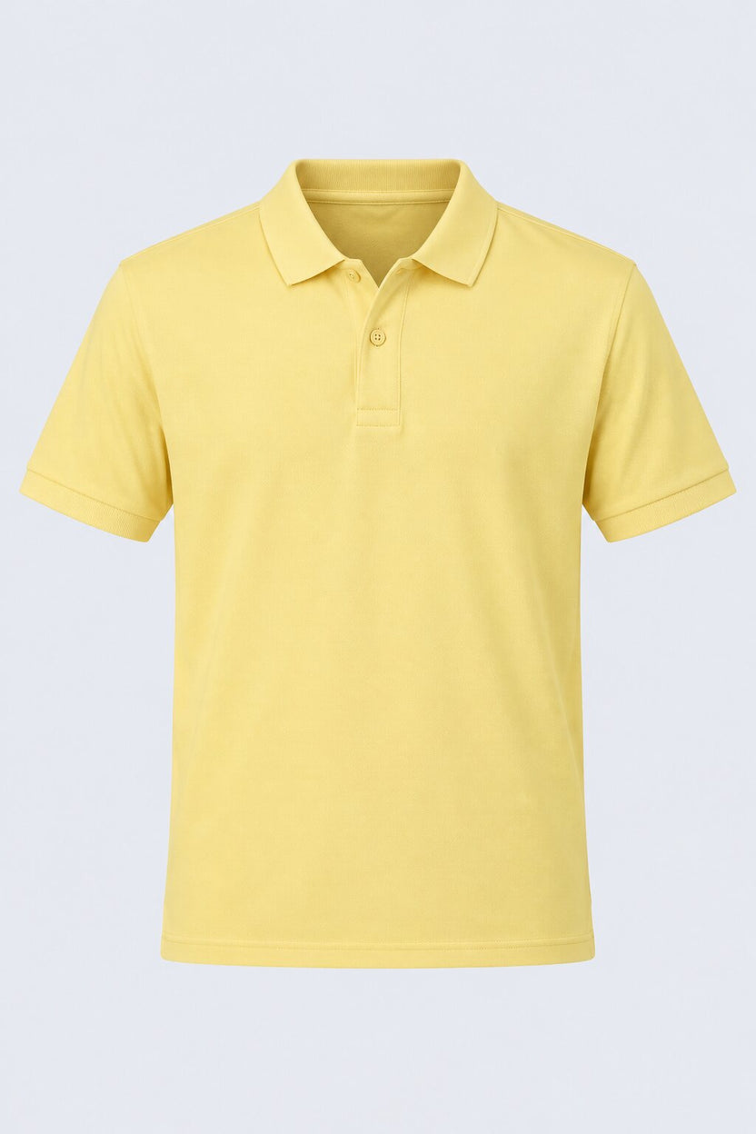 Mens Yellow Cotton Blend Regular Fit Polo - Image 7