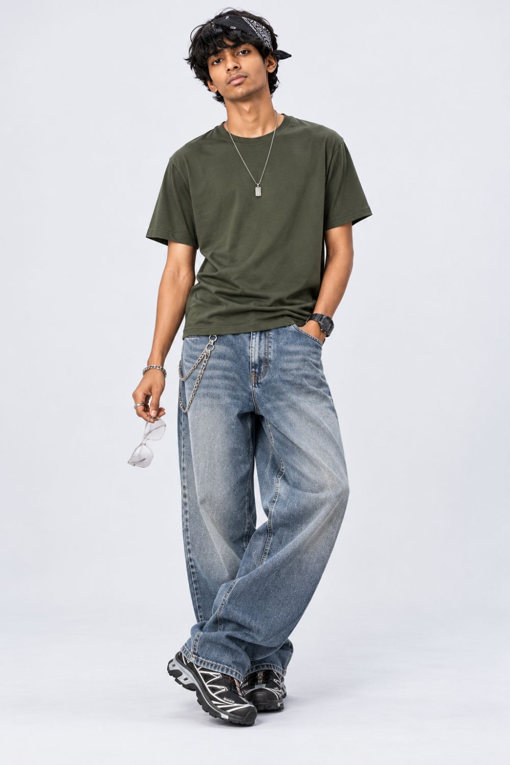 Mens Dark Green Cotton Regular Fit T-Shirt - Image 6