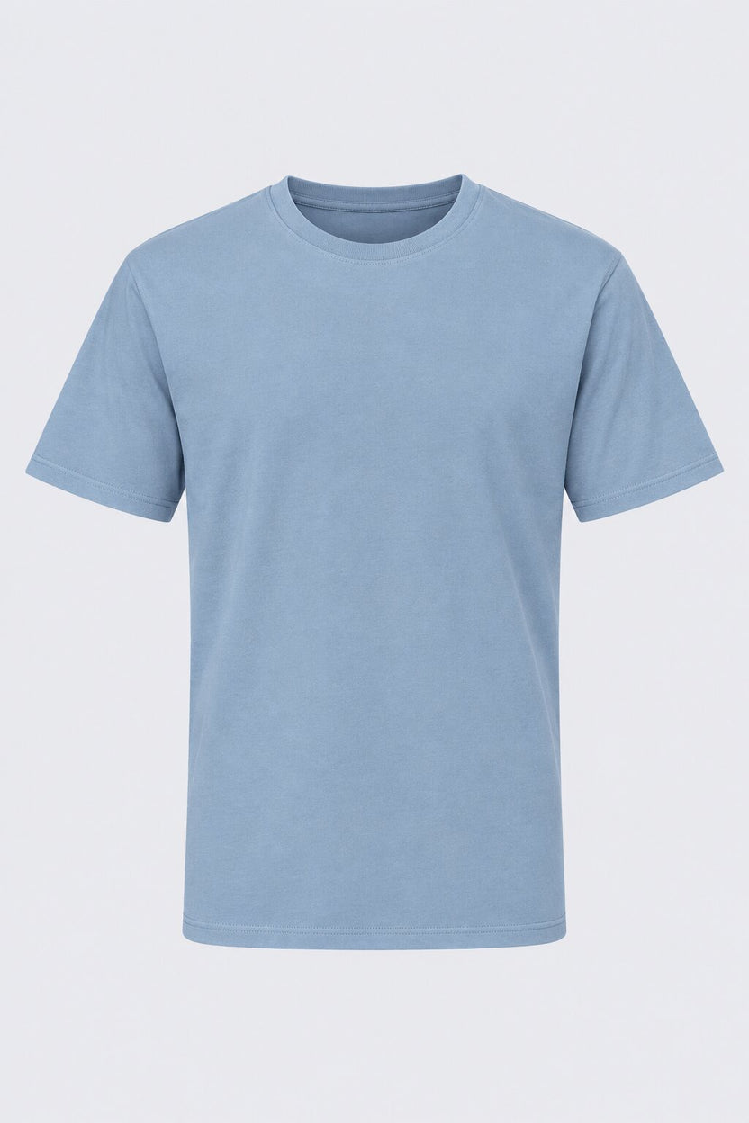 Mens Light Blue Cotton Regular Fit T-Shirt - Image 7