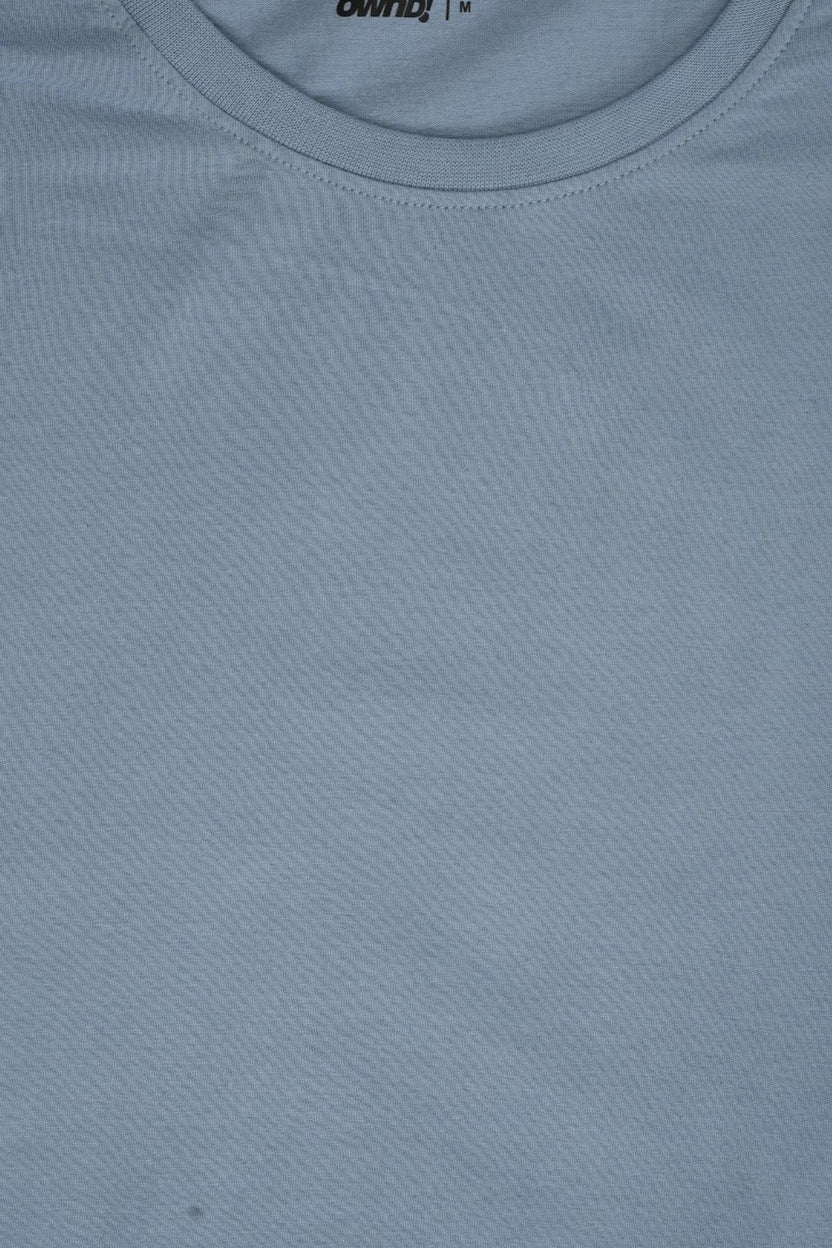 Mens Light Blue Cotton Regular Fit T-Shirt - Image 8