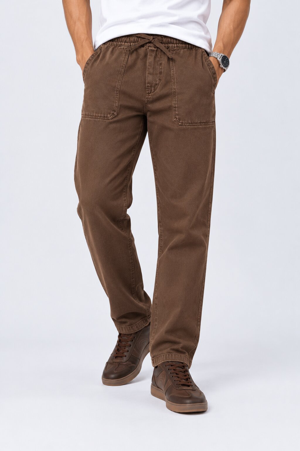 Mens Chocolate Regular Fit Jeans - Image 2