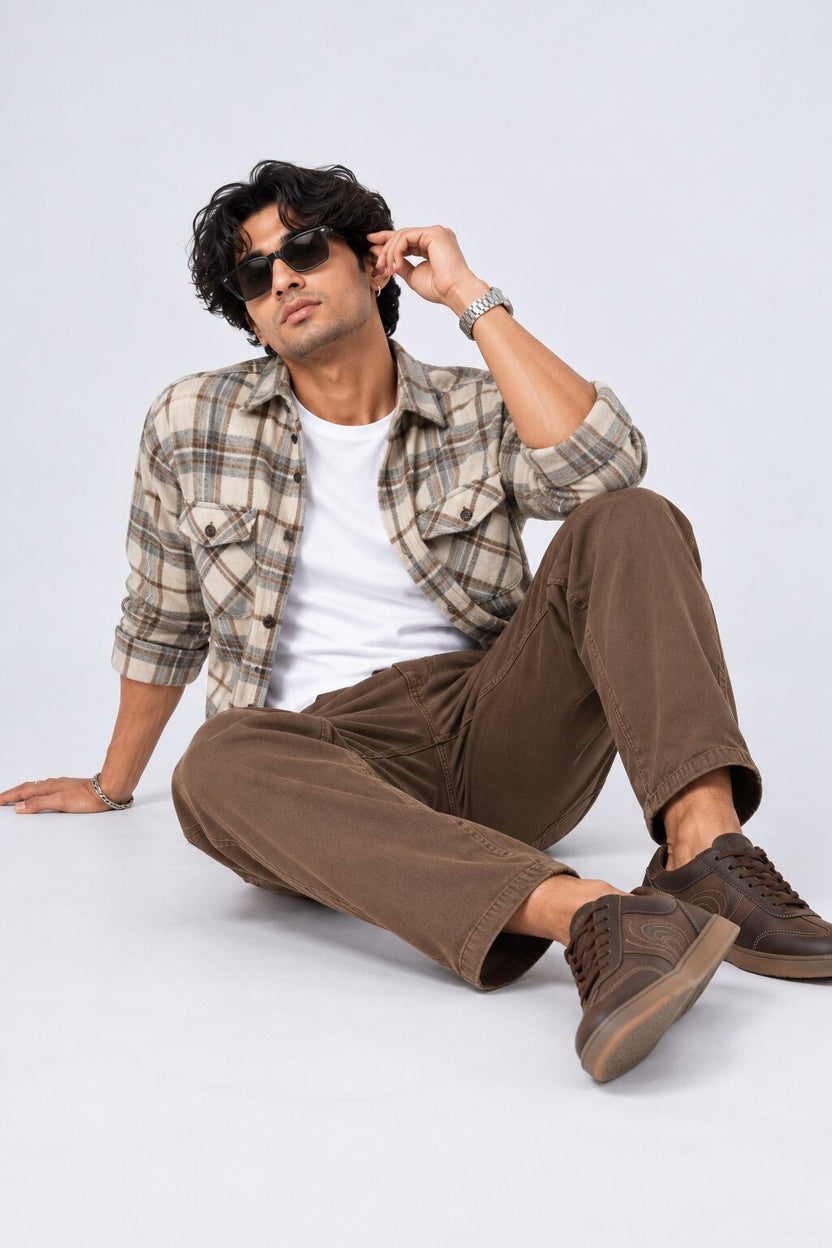 Mens Chocolate Regular Fit Jeans - Image 6