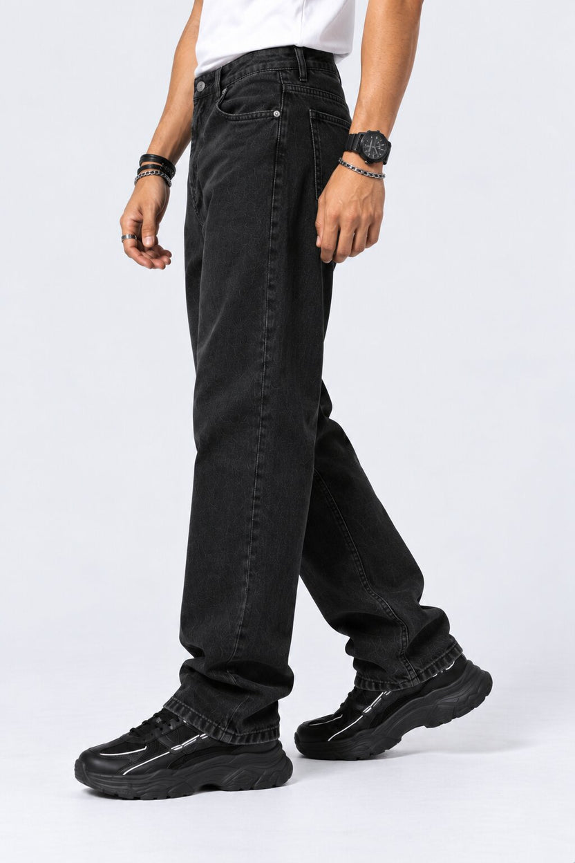Mens Black Regular Fit Jeans - Image 4
