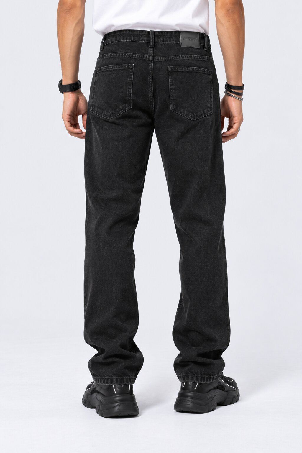 Mens Black Regular Fit Jeans - Image 5