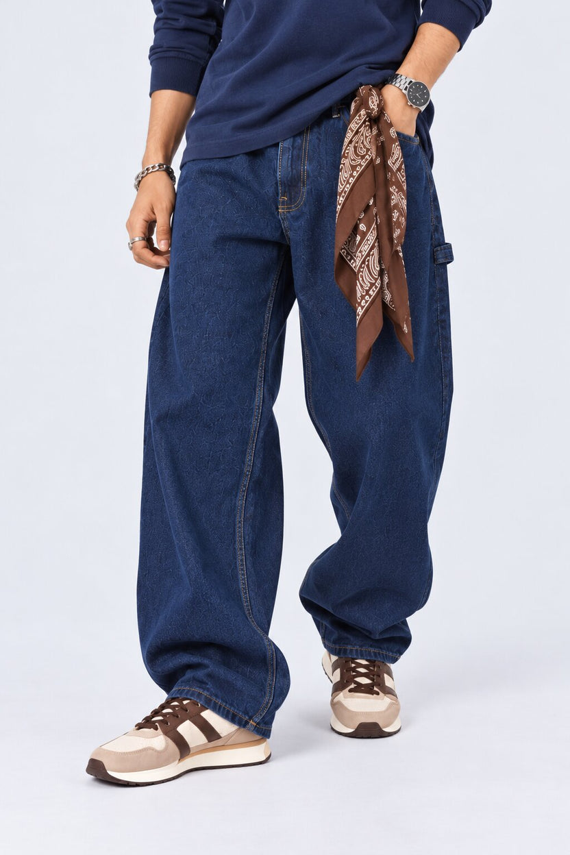 Mens Navy Carpenter Fit Jeans - Image 1