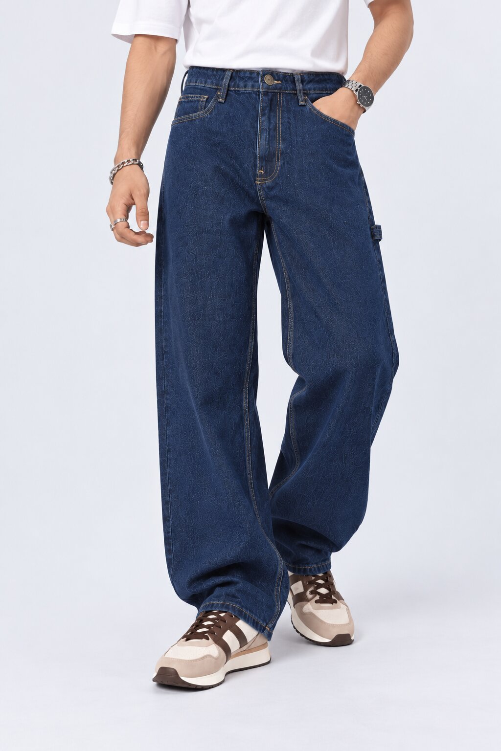 Mens Navy Carpenter Fit Jeans - Image 2