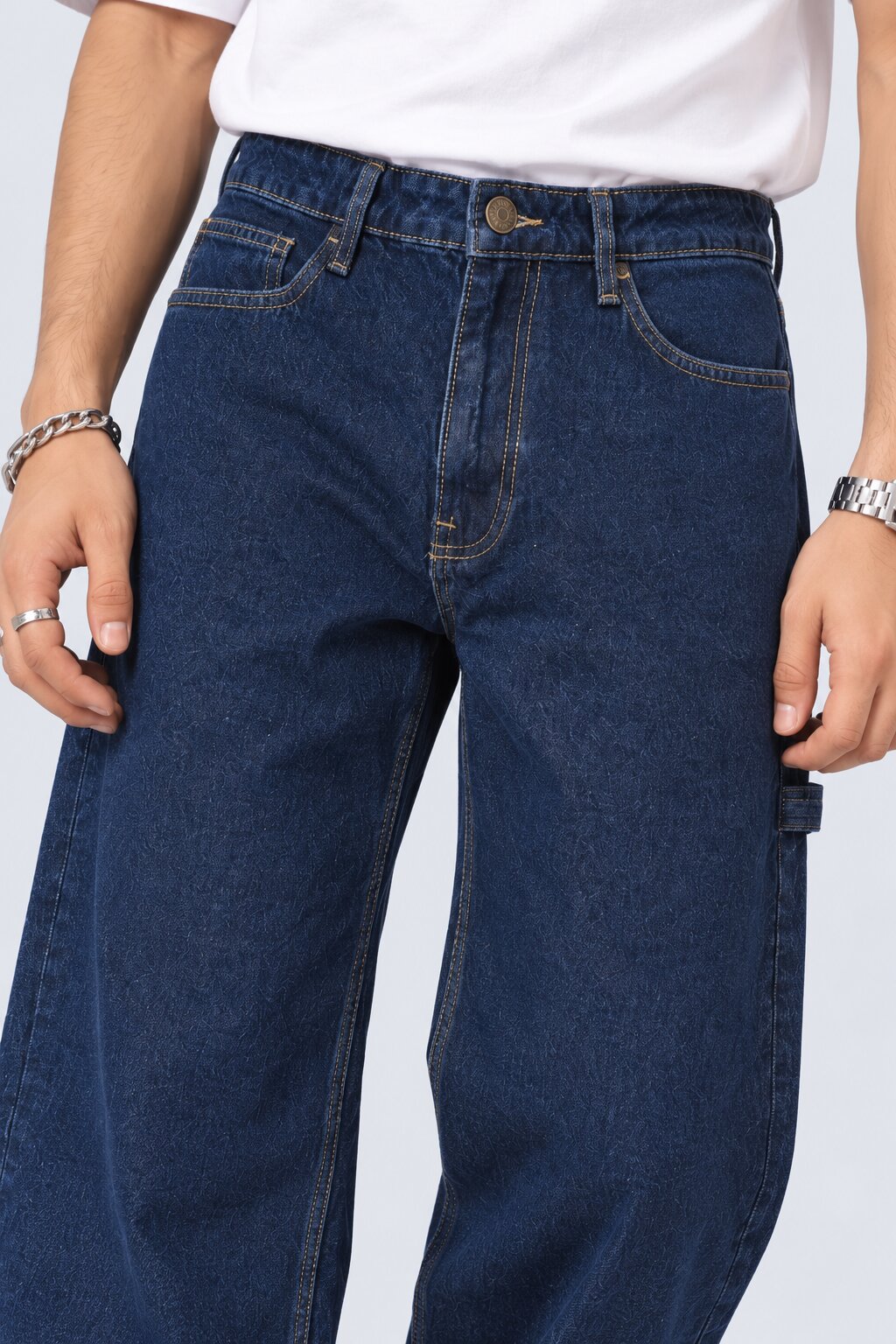 Mens Navy Carpenter Fit Jeans - Image 3
