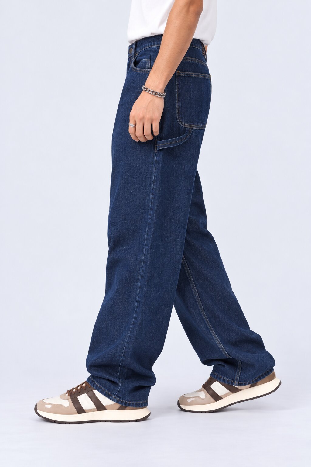 Mens Navy Carpenter Fit Jeans - Image 4