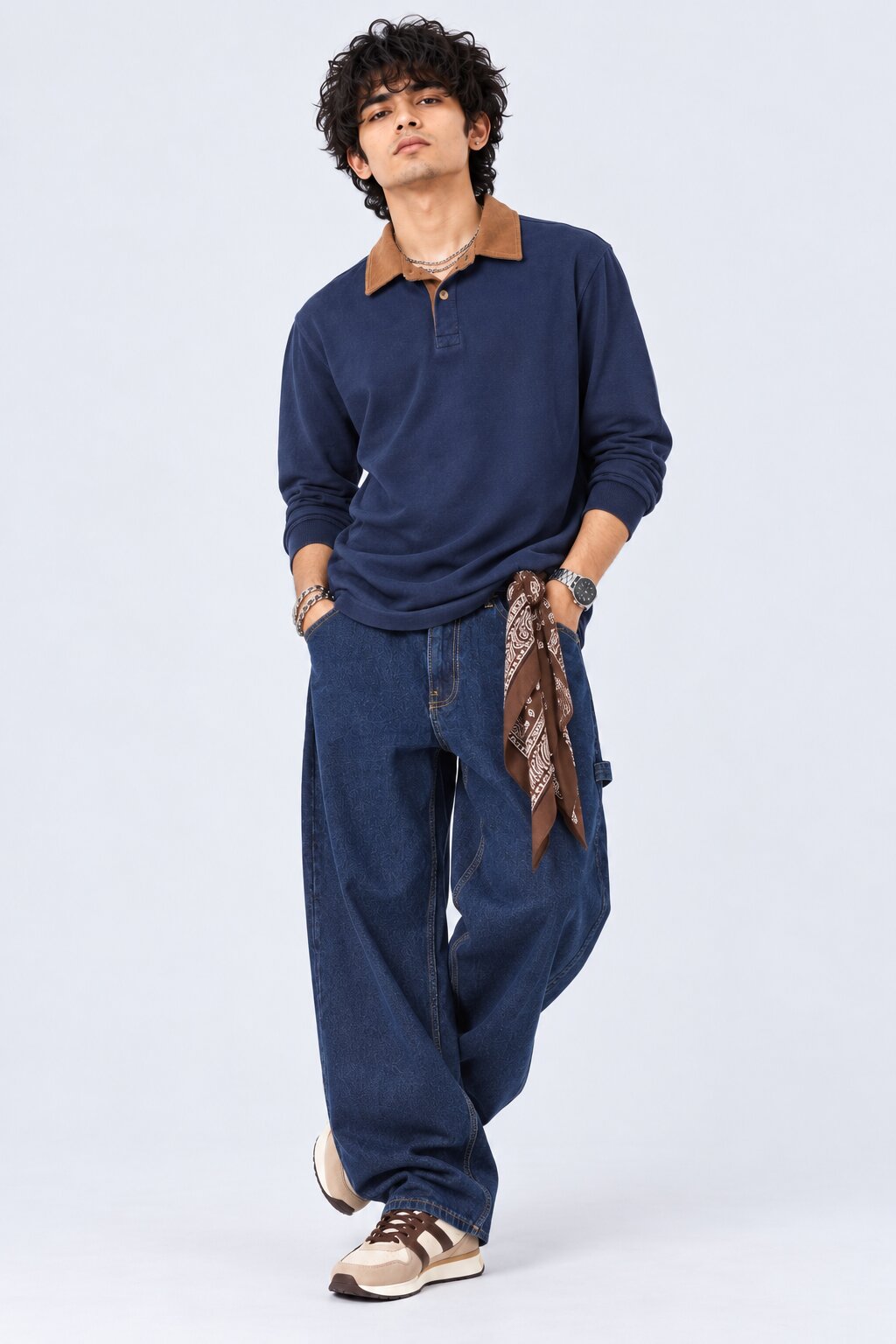 Mens Navy Carpenter Fit Jeans - Image 6