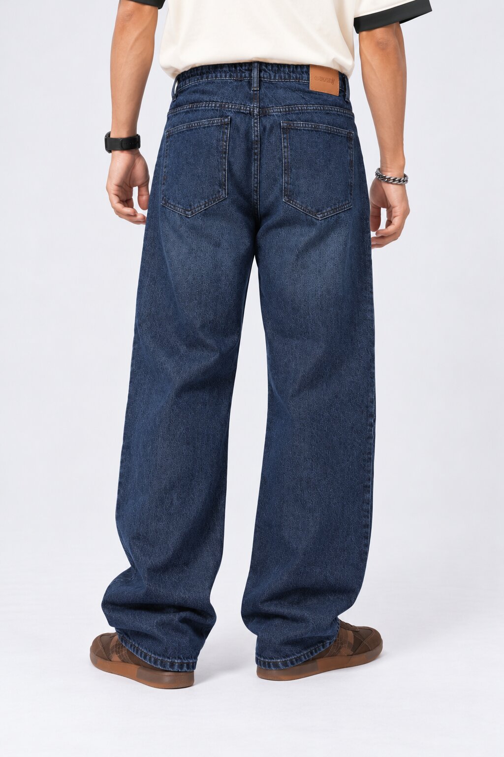 Mens Navy Baggy Fit Jeans With 5 Pocket - Image 5