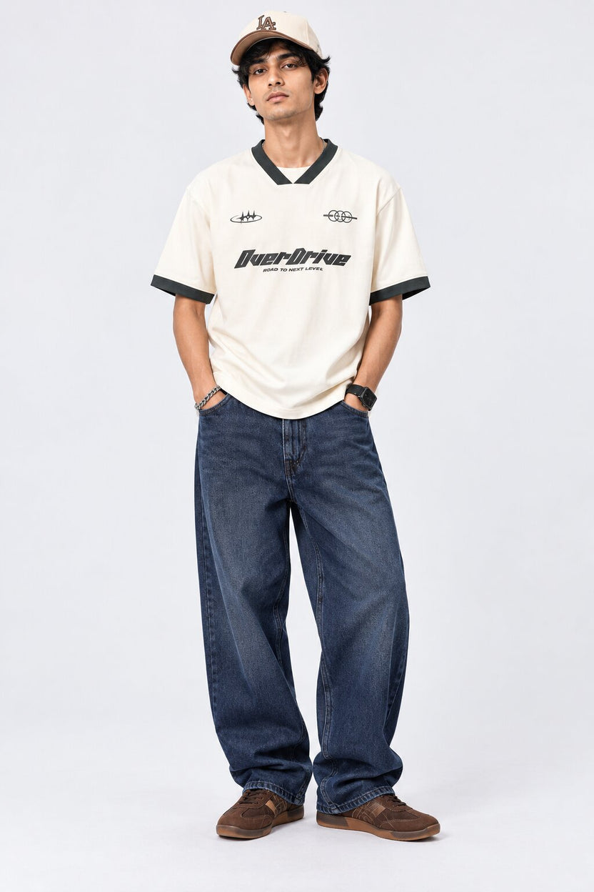 Mens Navy Baggy Fit Jeans With 5 Pocket - Image 6