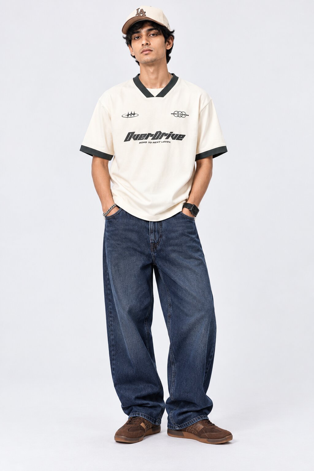 Mens Navy Baggy Fit Jeans With 5 Pocket - Image 6