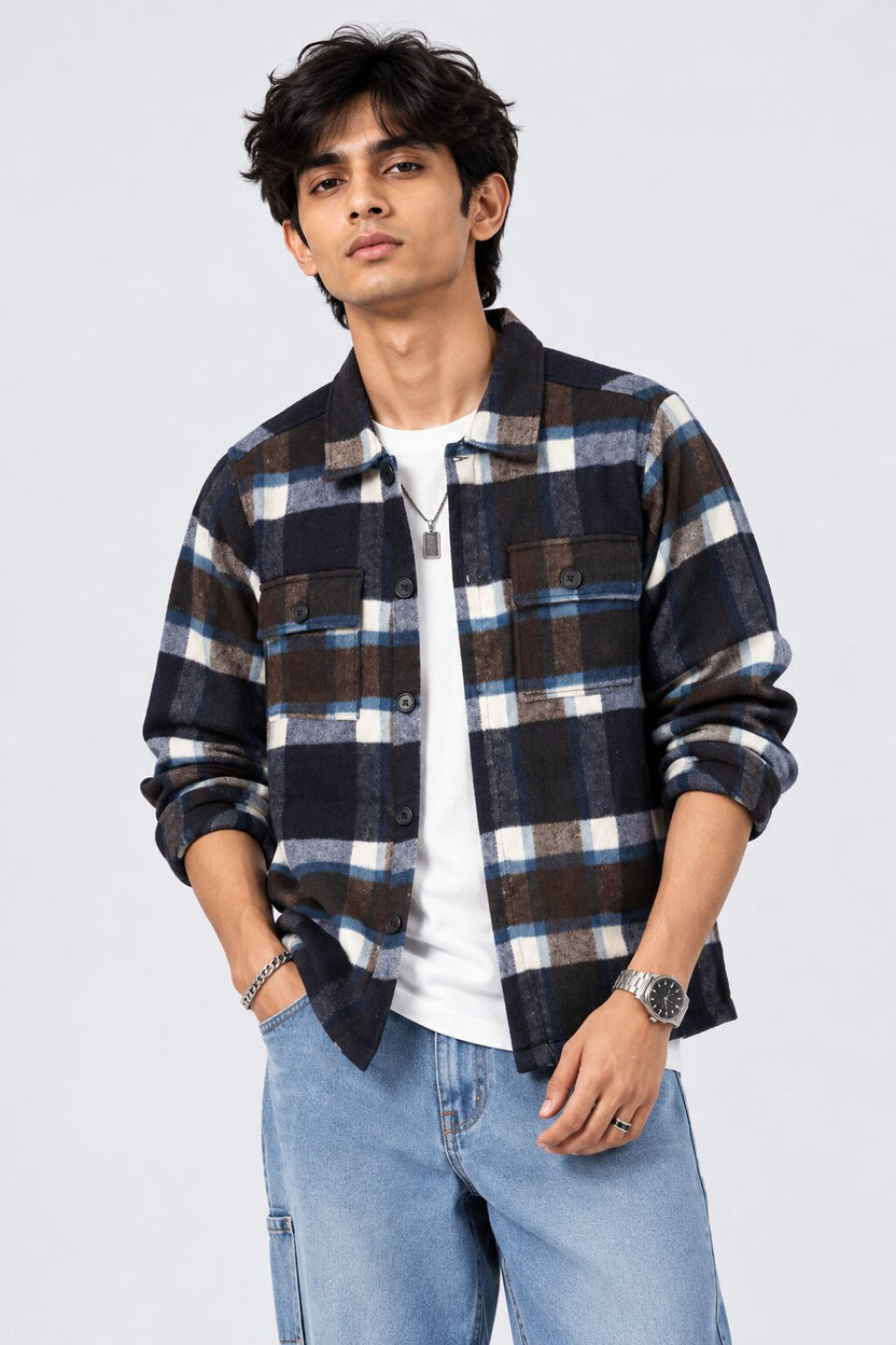 Mens Navy Wear Regular Fit Shaket - Image 1