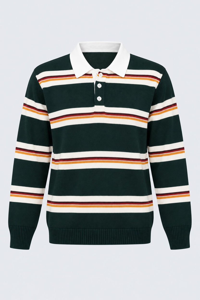Mens Green Stripes Regular Fit Sweatshirt - Image 7