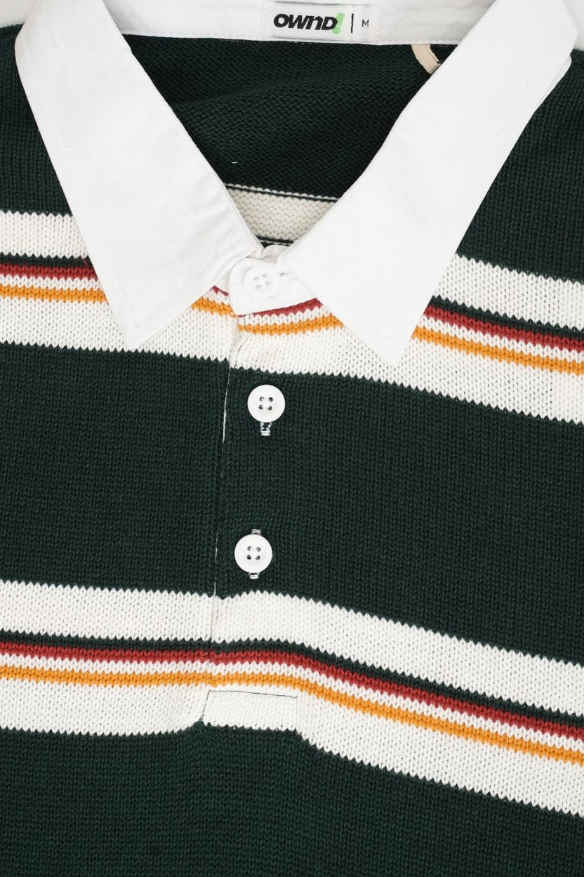 Mens Green Stripes Regular Fit Sweatshirt - Image 8