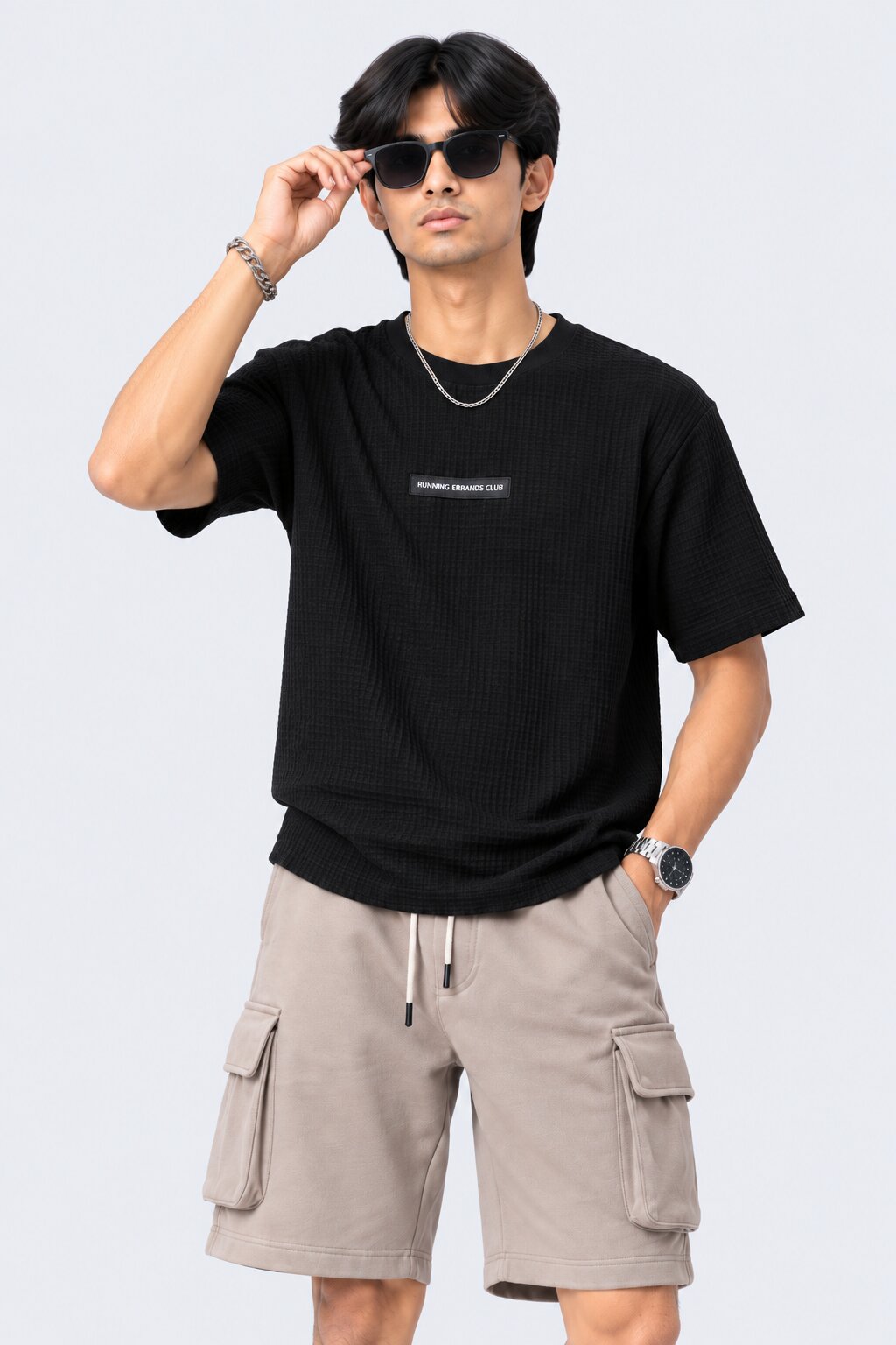 Mens Black Cotton Blend Regular Fit T-Shirt - Image 1