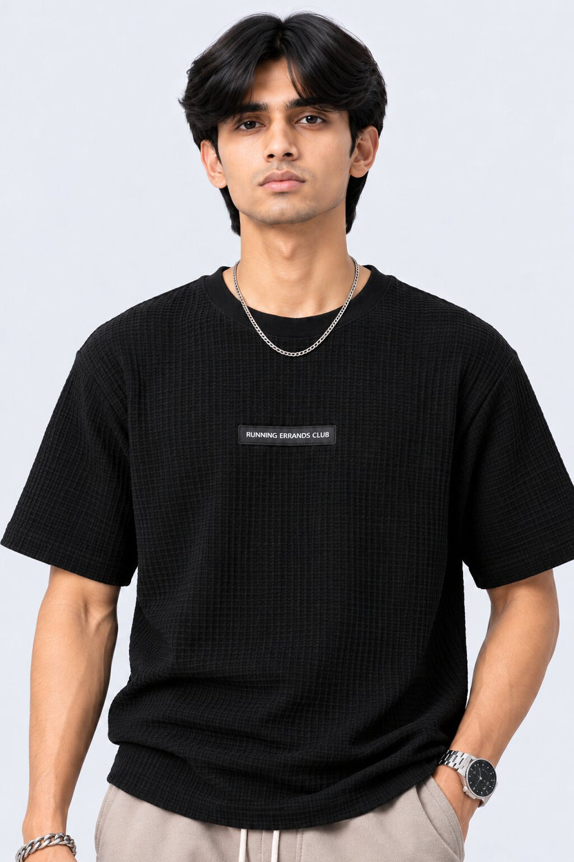 Mens Black Cotton Blend Regular Fit T-Shirt - Image 3