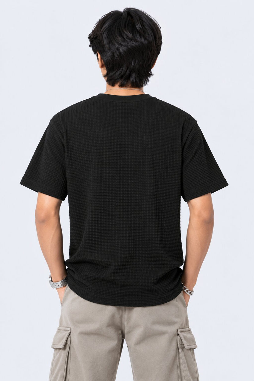 Mens Black Cotton Blend Regular Fit T-Shirt - Image 5
