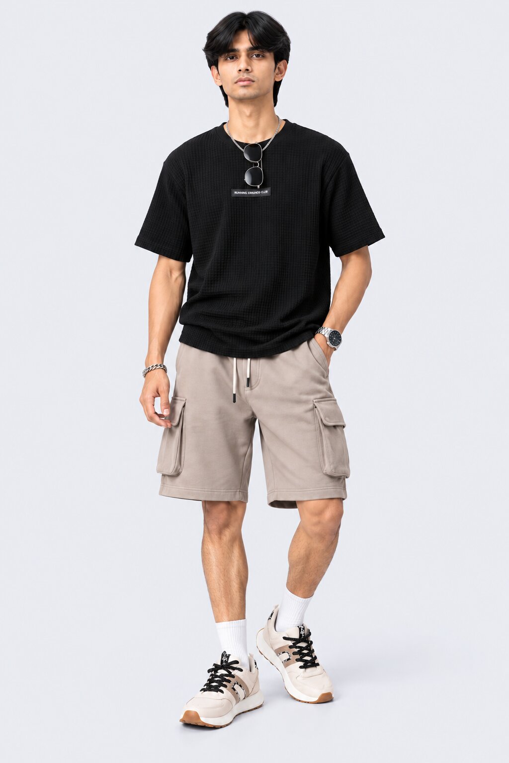 Mens Black Cotton Blend Regular Fit T-Shirt - Image 6