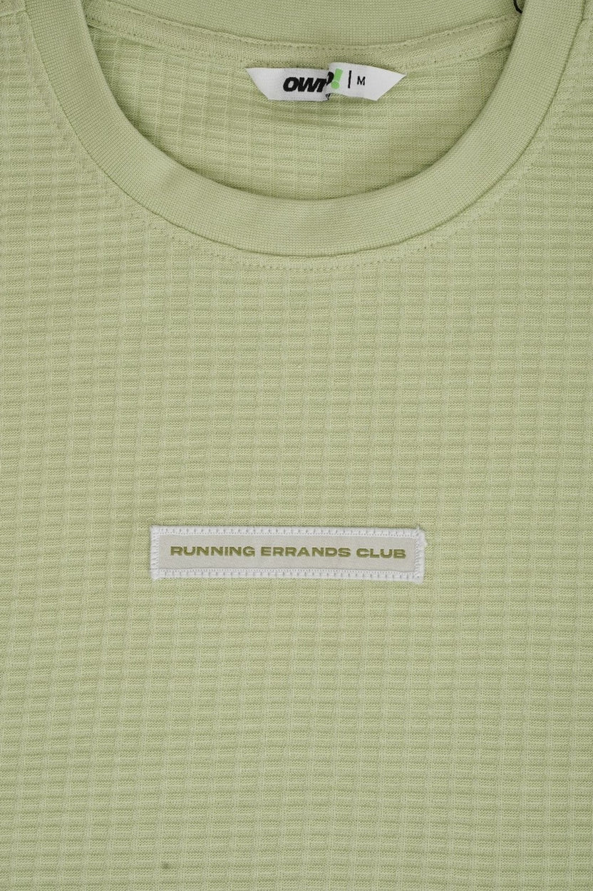 Mens Light Green Cotton Blend Textured T-Shirt - Image 8