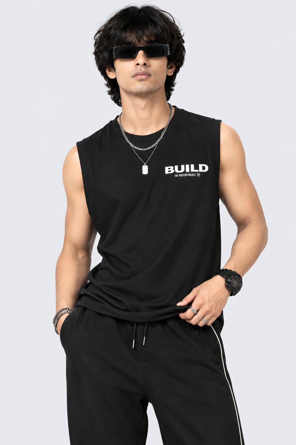 Mens Black Graphic Regular Fit T-Shirt - Image 1
