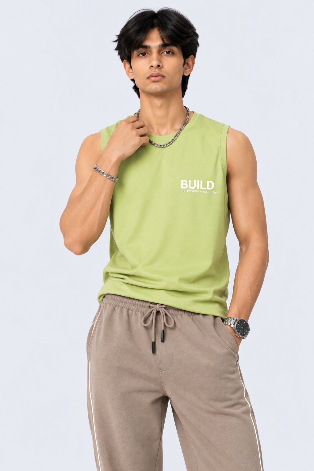 Mens Light Green Regular Fit T-Shirt - Image 2