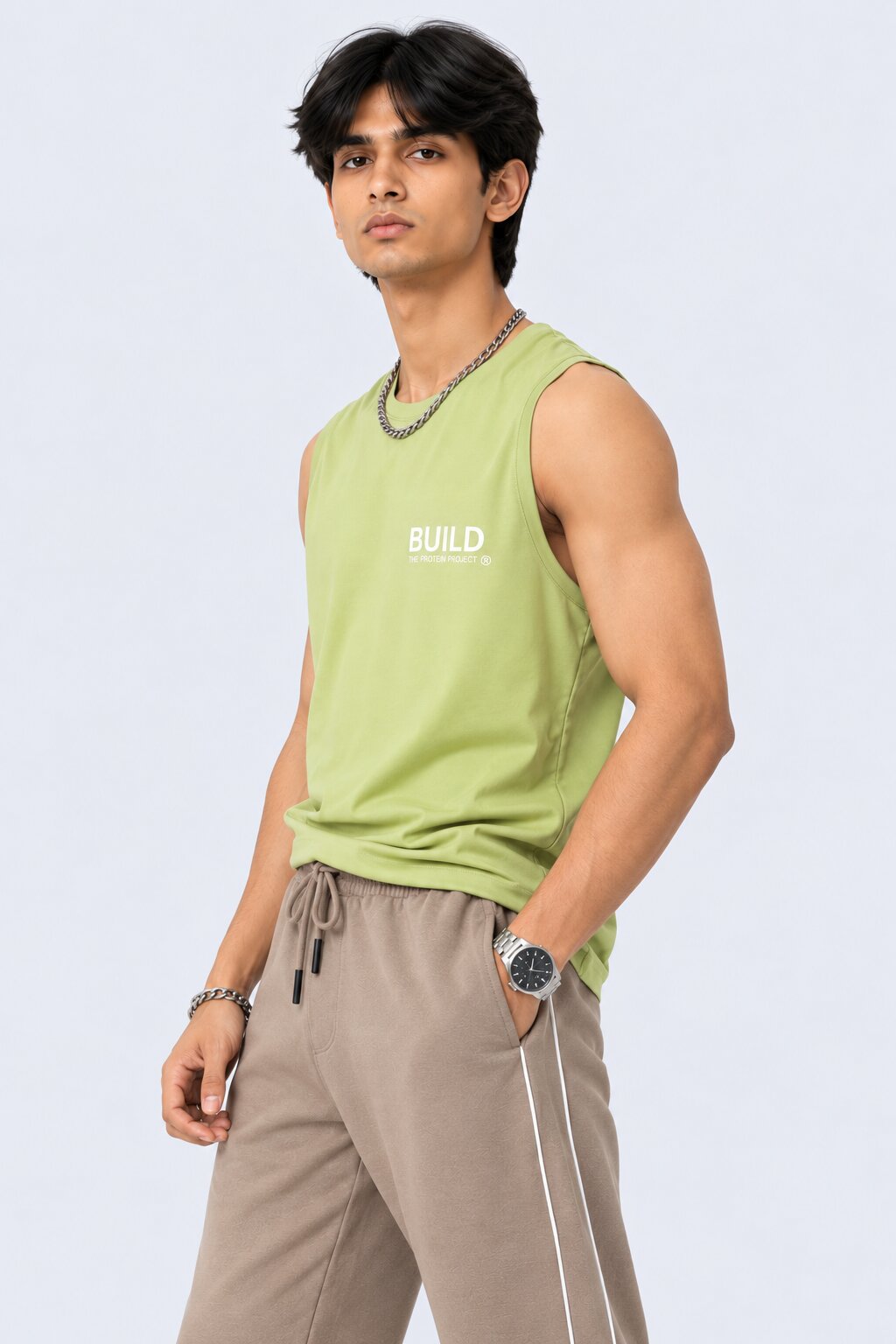 Mens Light Green Regular Fit T-Shirt - Image 4