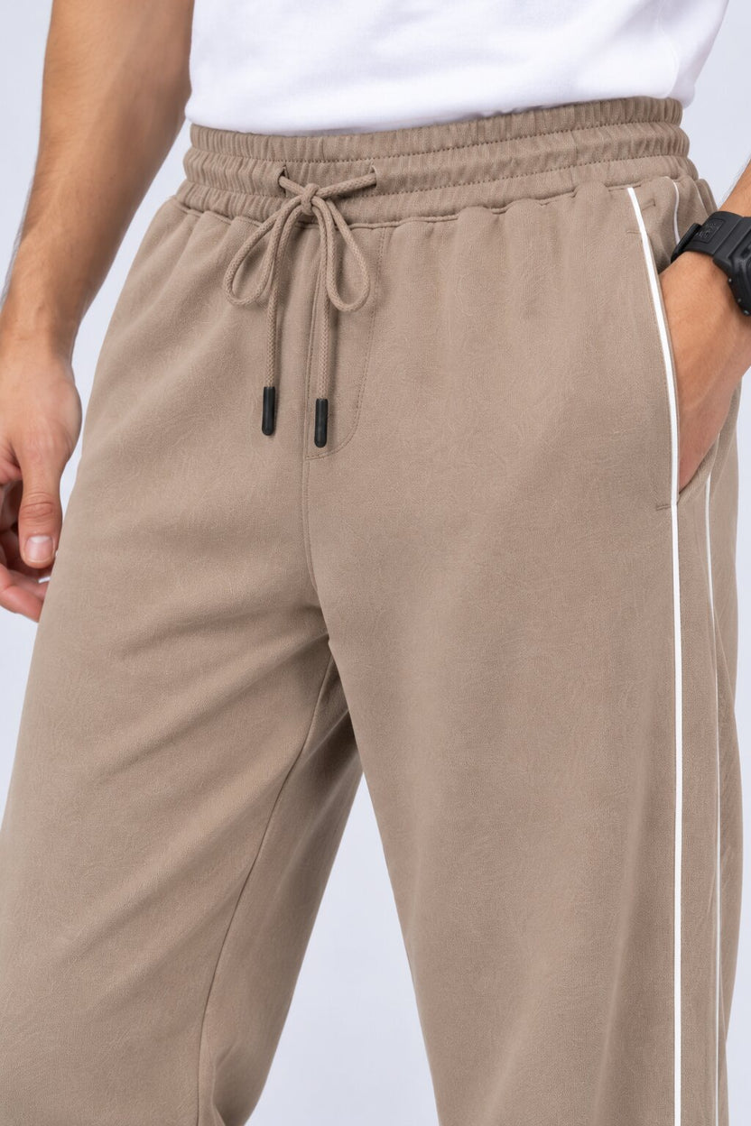 Mens Beige Relaxed Fit Track Pant - Image 3