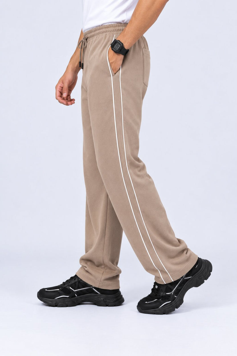 Mens Beige Relaxed Fit Track Pant - Image 4