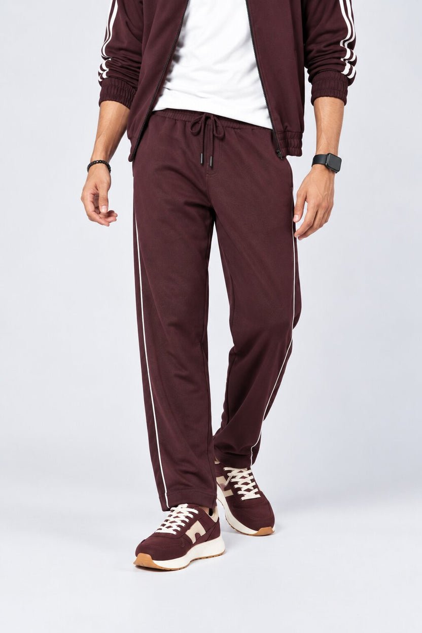 Mens Maroon Relaxed Fit Track Pant - Image 1