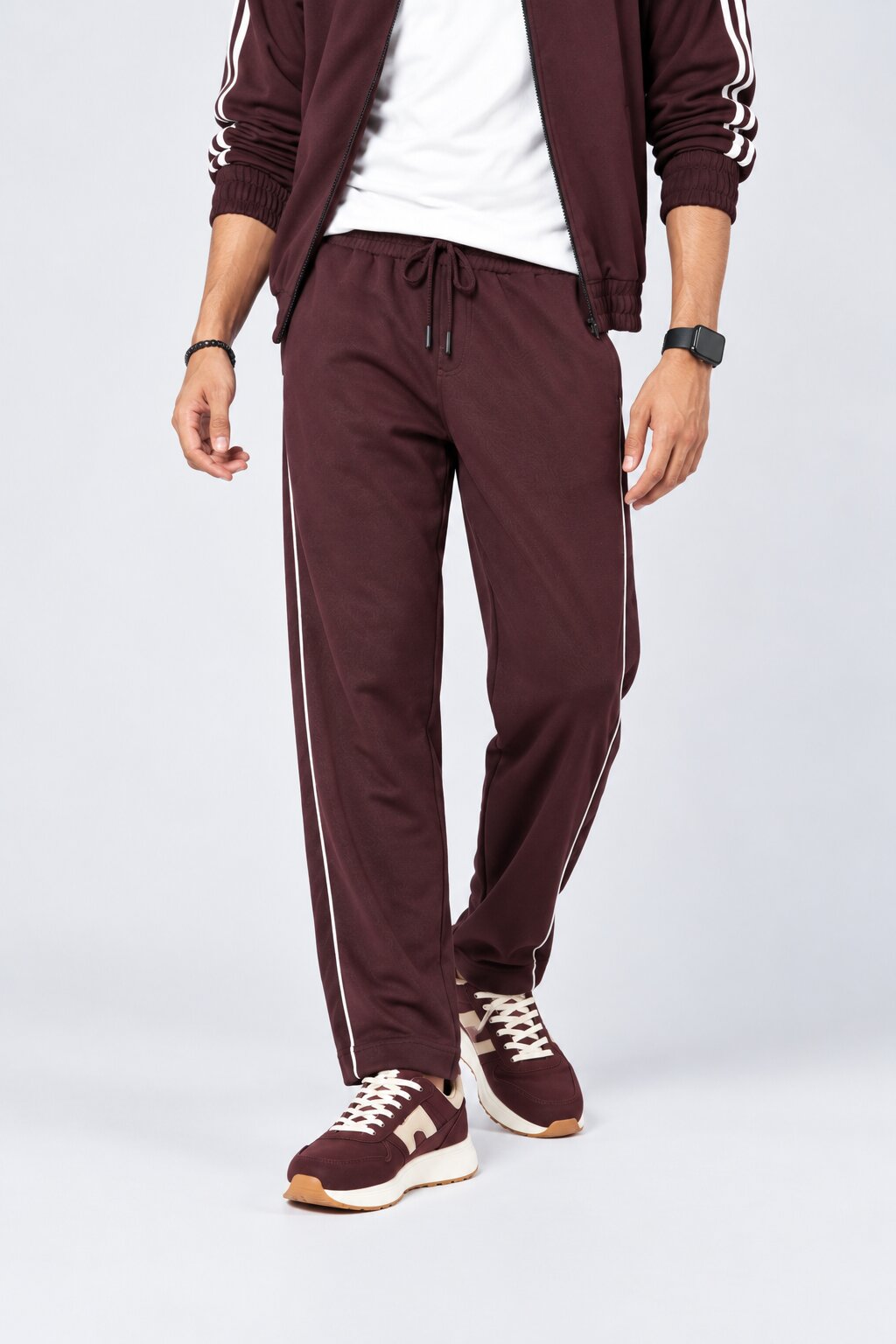 Mens Maroon Relaxed Fit Track Pant - Image 1